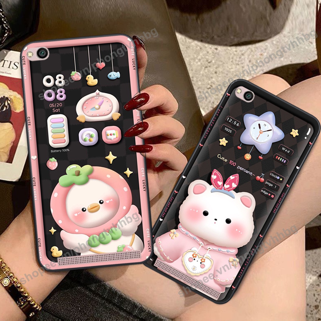 Ốp lưng Xiaomi Redmi 4A / 5A / 6A gấu,thỏ trắng , đồng hồ dễ thương cute cực đẹp