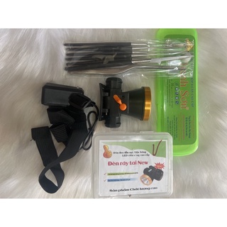 [com bo ]1 bộ đồ lấy ráy tai 8 món THANH SƠN  hộp nhựa+ 1 ĐÈN ĐỘI ĐẦU loại tốt TIỆN LỢI CHO BẠN SÀI CÁ NHÂN VÀ SALON