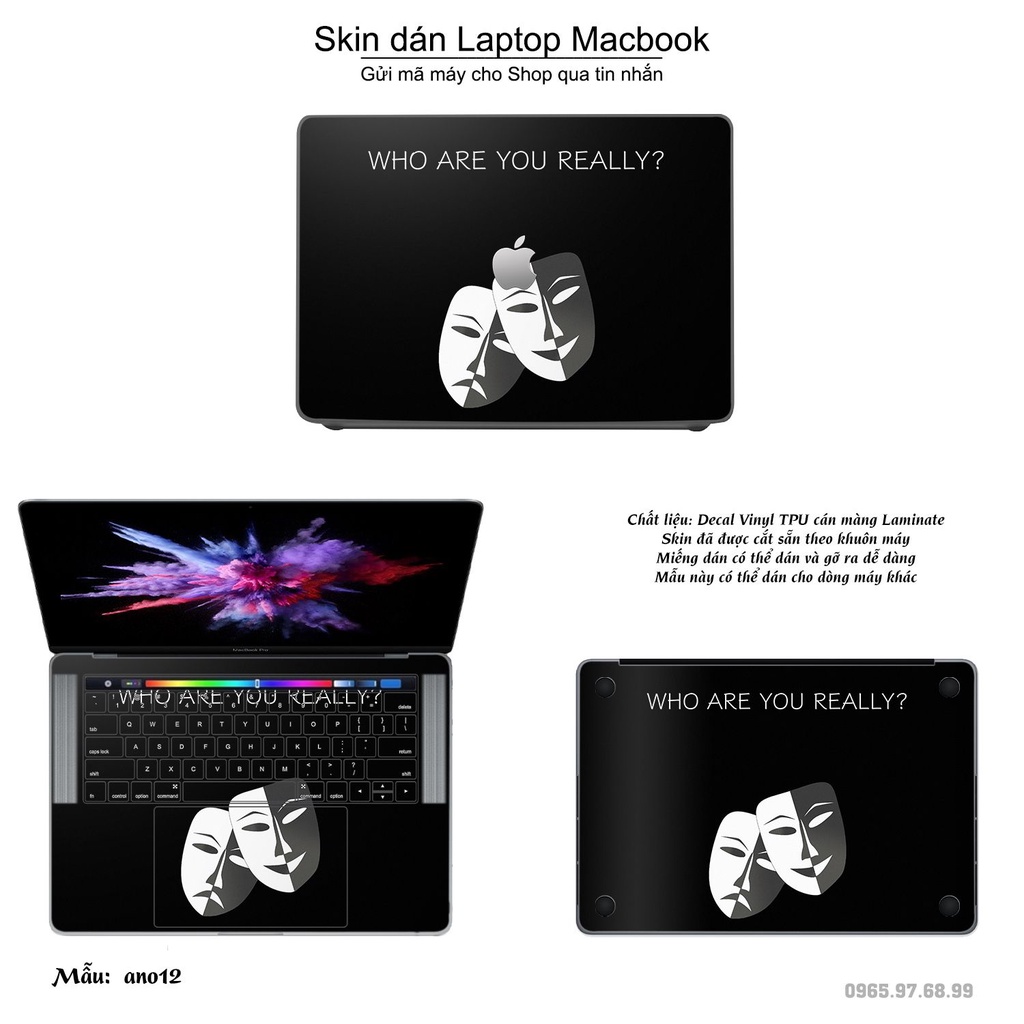 Skin dán Macbook mẫu Anonymous (đã cắt sẵn, inbox mã máy cho shop)