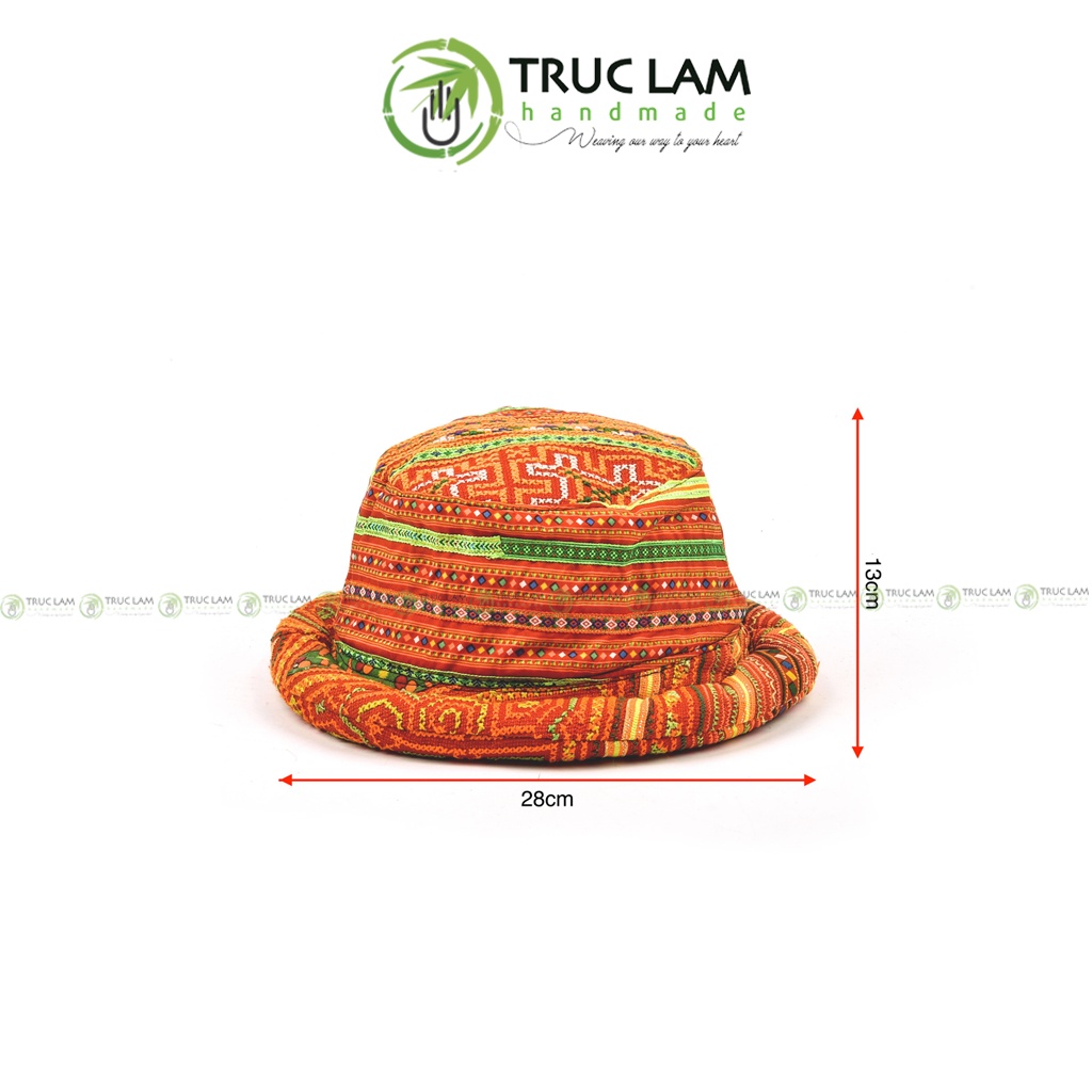 Mũ Thổ Cẩm Họa Tiết Thêu Tay Nhiều Màu Sắc - Trúc Lâm Handmade