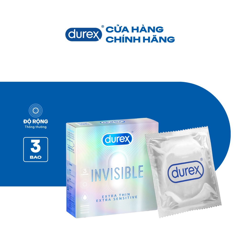 Bao cao su Durex Invisible Extra Thin Extra Sensitive 3 bao