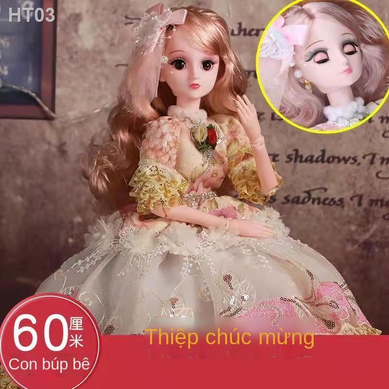 ☫♨Búp bê Barbie 60 cm nói chuyện và mặc quần áo công chúa âm nhạc bộ quà tặng cô gái đồ chơi viết thiệp chúc mừng