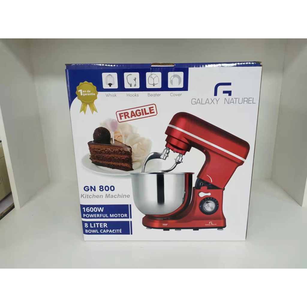 Máy nhào bột công nghiệp 8L 1600W GALAXY NATUREL công nghệ 2 càng đánh bột của Mỹ - Đánh được 2 kg bột khô