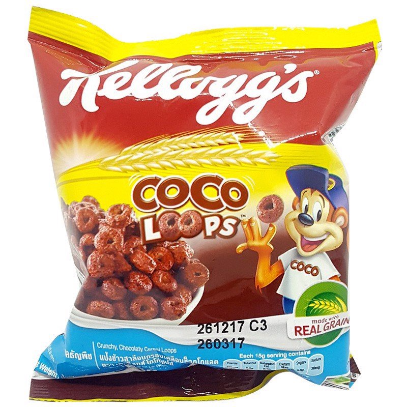 Bánh/Ngũ cốc ăn sáng Kellogg’s Froot Loops/Coco Loosp/Frosties - Gói 15G