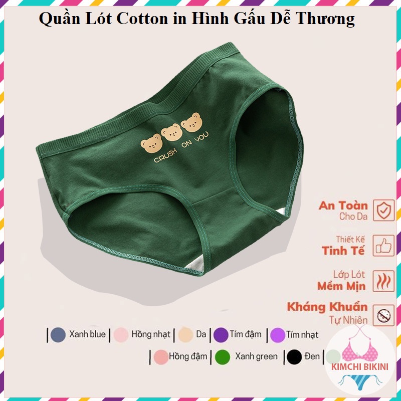 Quần lót nữ cotton dễ Thương cạp to kháng khuẩn KIMCHIBIKINI chip cute cao cấp khử mùi mềm mại thoáng mát  QL037
