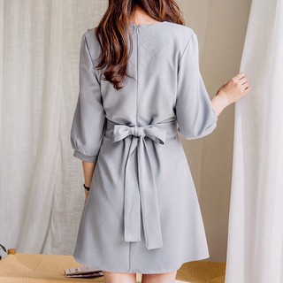 Đầm Xòe Tay Phồng Cột Nơ Eo G139