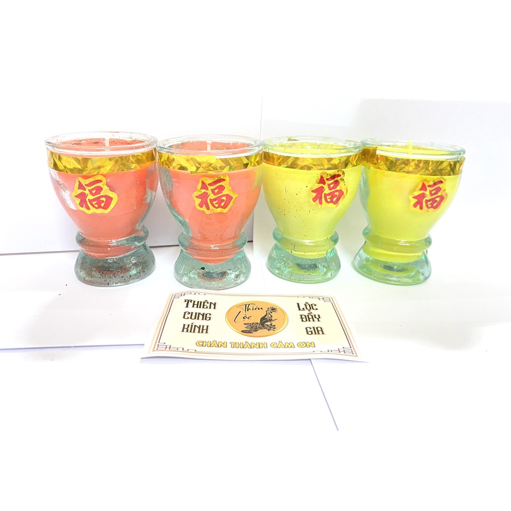 [Mẫu Mới] Đèn Cầy Ly Sáp Bơ Dẻo Mịn Thơm Nhẹ Nhàng Cặp 2 Ly - Đồ Thờ Cúng Thiên Lộc