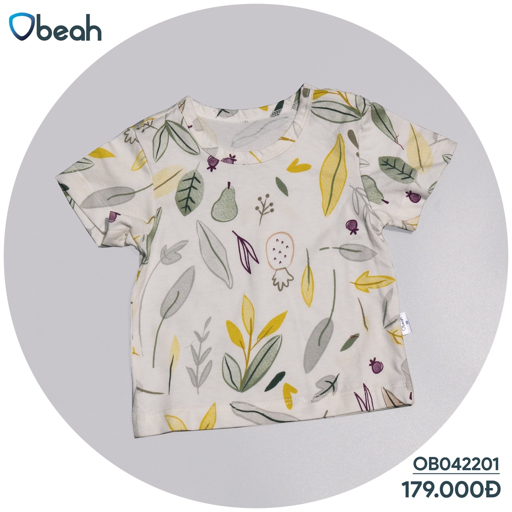 Set 3 áo phông Obeah chất liệu cotton organic Fullsize từ 59 đến 90 cho bé từ 0 đến 24 tháng tuổi