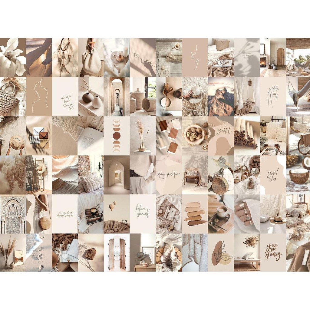 Wall Collage  keo sẵng dán tường trang trí decor phòng ngủ - theme beige