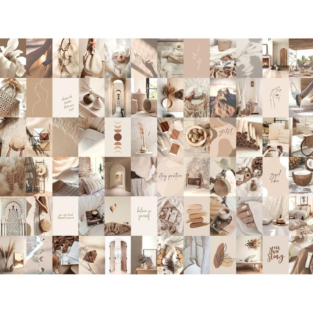 [FREESHIP EXTRA] Wall Collage dán tường trang trí decor phòng ngủ - theme beige