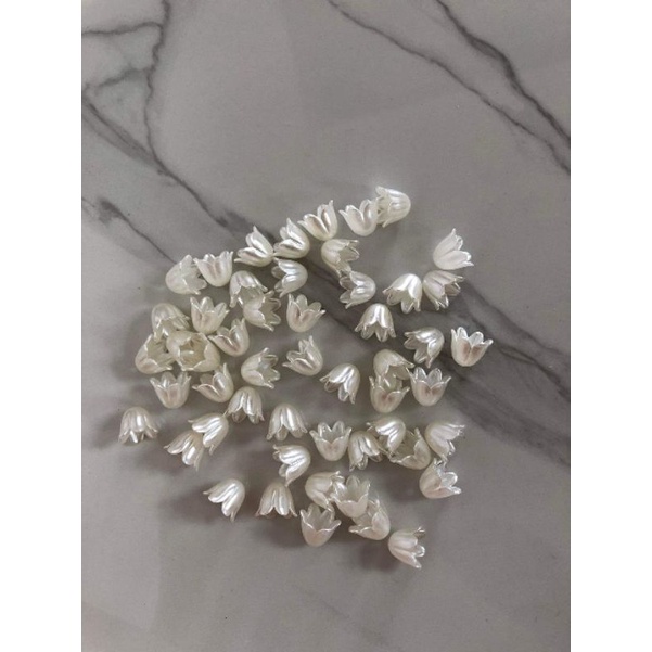 (50g)Hoa nhựa, Nụ hoa linh lan ngọctrai 10mm, nguyên liệu làm trang sức cổ trang, Nguyên liệu diy