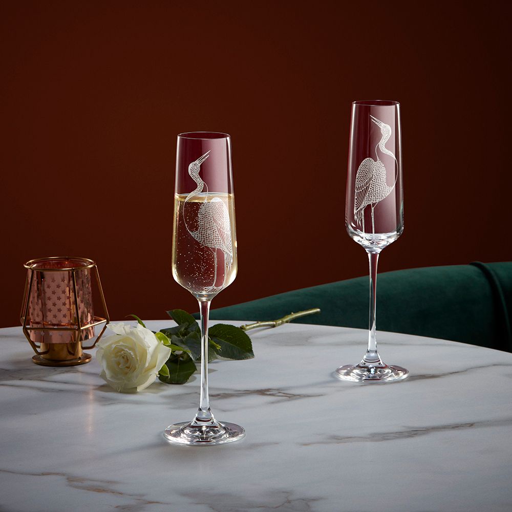 BỘ 2 LY KARANE LIMITED CHAMPAGNE LUCARIS - KHẮC HÌNH CHIM HẠC - 270ML