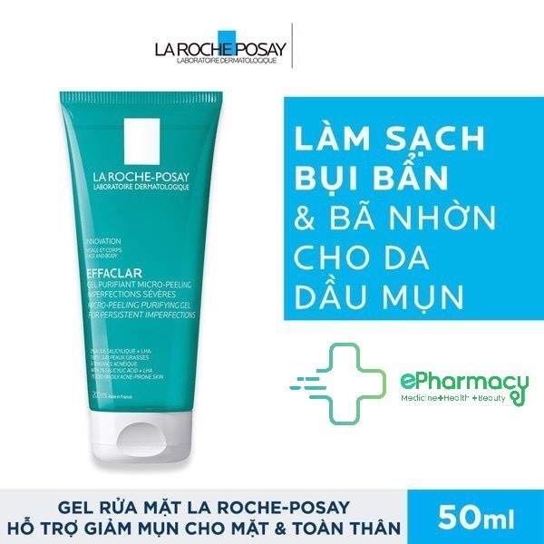 Sữa Rửa Mặt & Sữa Tắm LA ROCHE-POSAY Effaclar Micro-Peeling Gel Cleanser làm sạch & giảm mụn 50ml