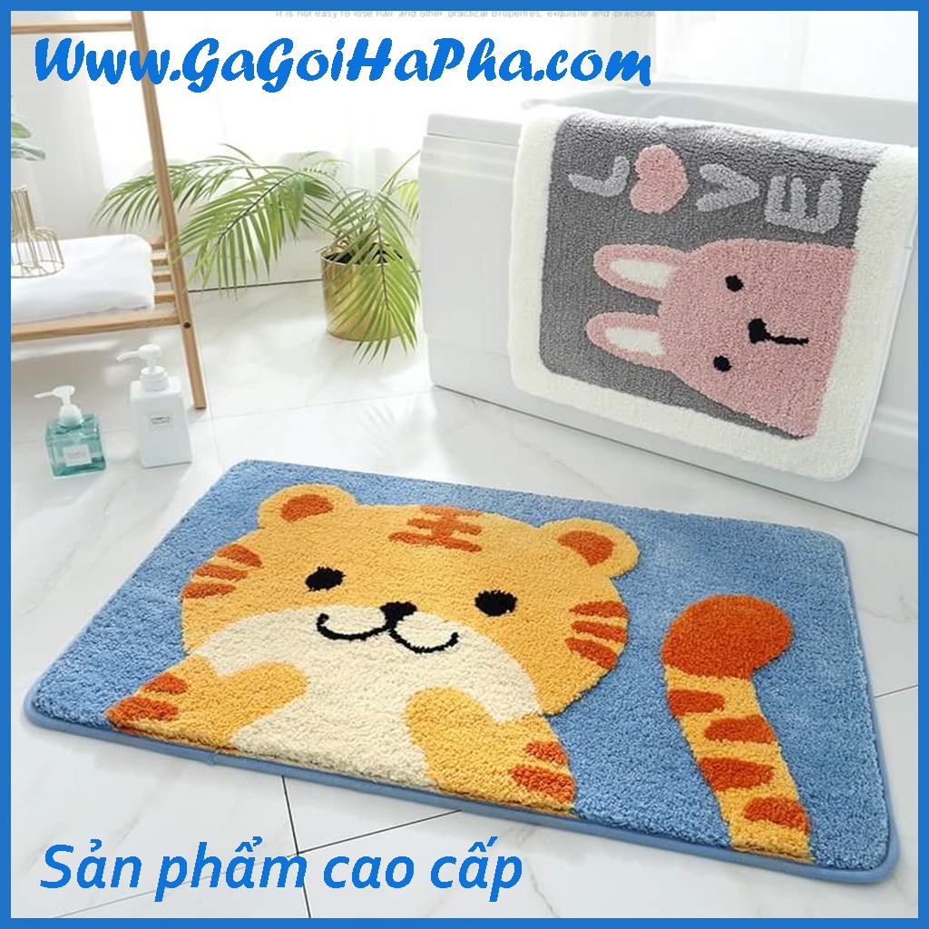 Thảm lau chân lông cừu 3D chống trượt cao cấp, tấm/ miếng chùi chân siêu thấm, hút nước, nhà bếp