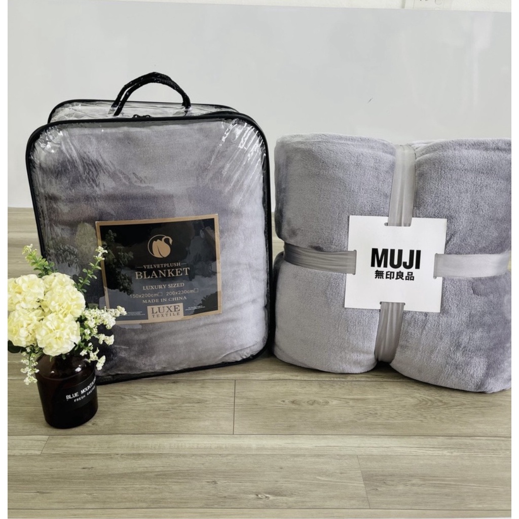 Chăn lông tuyết Muji siêu mềm mịn, chăn lông tuyết cao cấp [giadunghangthuong]