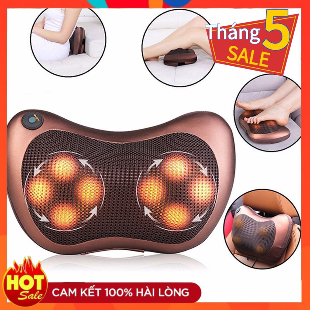 FREE SHIP_Gối Massage Hồng Ngoại Pillow 8 pi+ Tặng sạc xe hơi