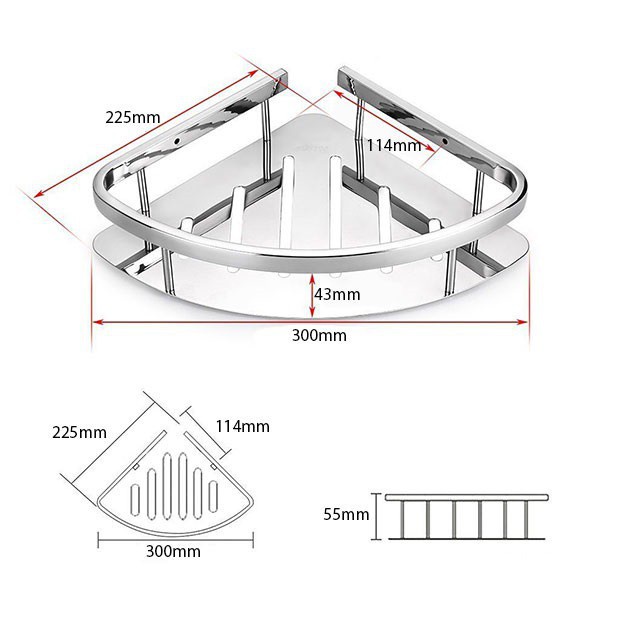 Kệ nhà tắm dán tường inox 304 loại bóng