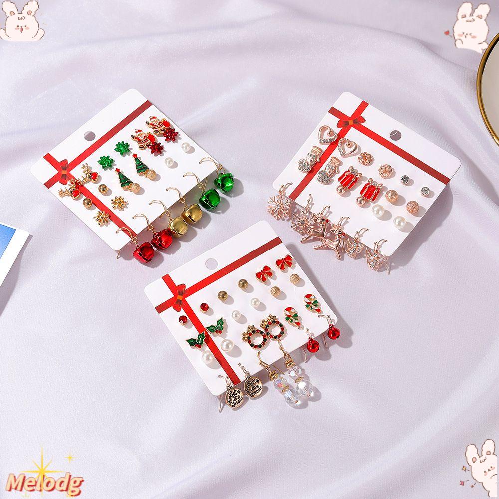 Bộ 12 Đôi Khuyên Tai Họa Tiết Người Tuyết / Ông Già Noel Dễ Thương