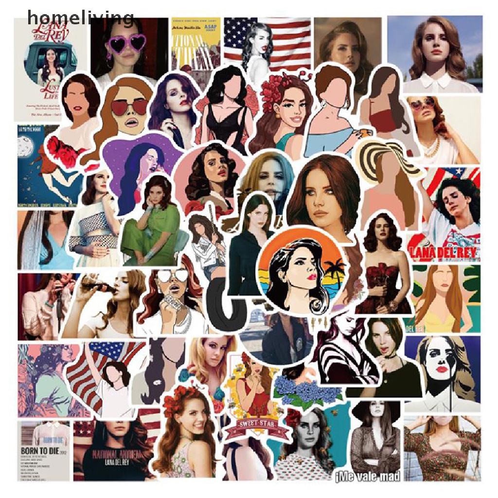 Bộ 50 Sticker Ca Sĩ Lana Del Rey Graffiti Dán Trang Trí Ván Trượt, Guitar, Guitar, Guitar