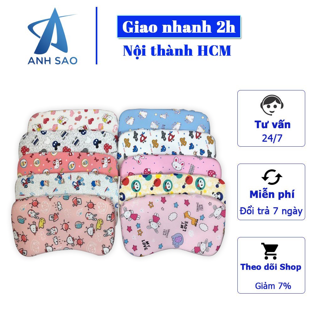 Gối nằm cao su non Ánh Sao chống méo đầu dành cho bé sơ sinh 1-12 tháng tuổi - Kích thước 21 x 36 x 3cm