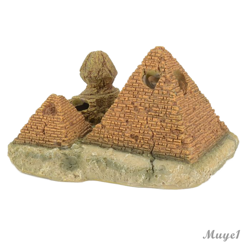 Artificial Aquarium Fish Tank House Pyramid Sphinx Model Decor Resin Craft