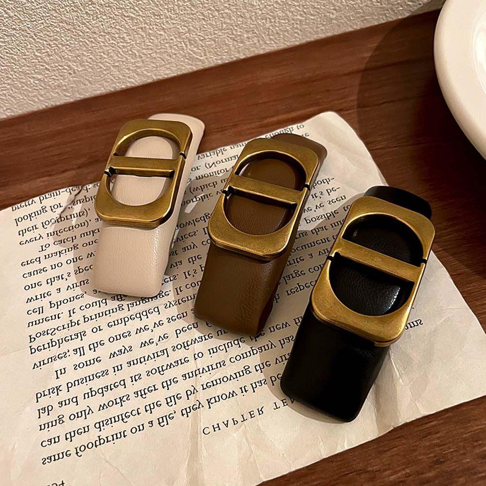 Kẹp Tóc Bằng Xốp Và Da Hình Vuông Phong Cách Hàn Quốc WMES15H