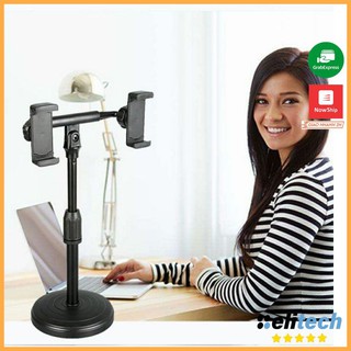 Giá đỡ điện thoại để bàn, giá kẹp điện thoại để bàn, dùng livestream chuyên nghiệp- Kẹp 2 điện thoại
