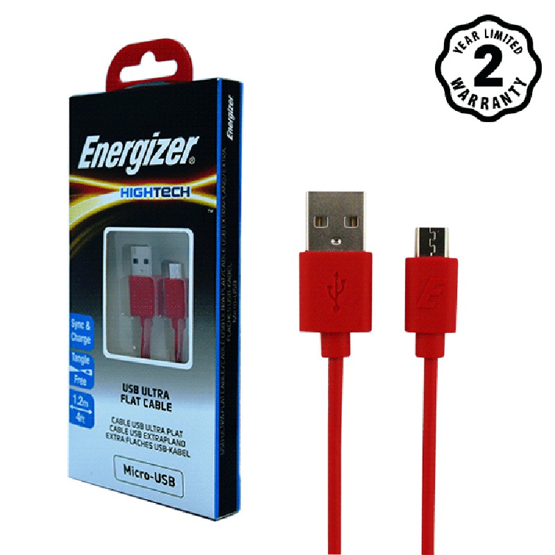 Cáp Energizer (SL:10) - HT Flat USB Micro 1.2m (nhiều màu) - chính hãng phân phối