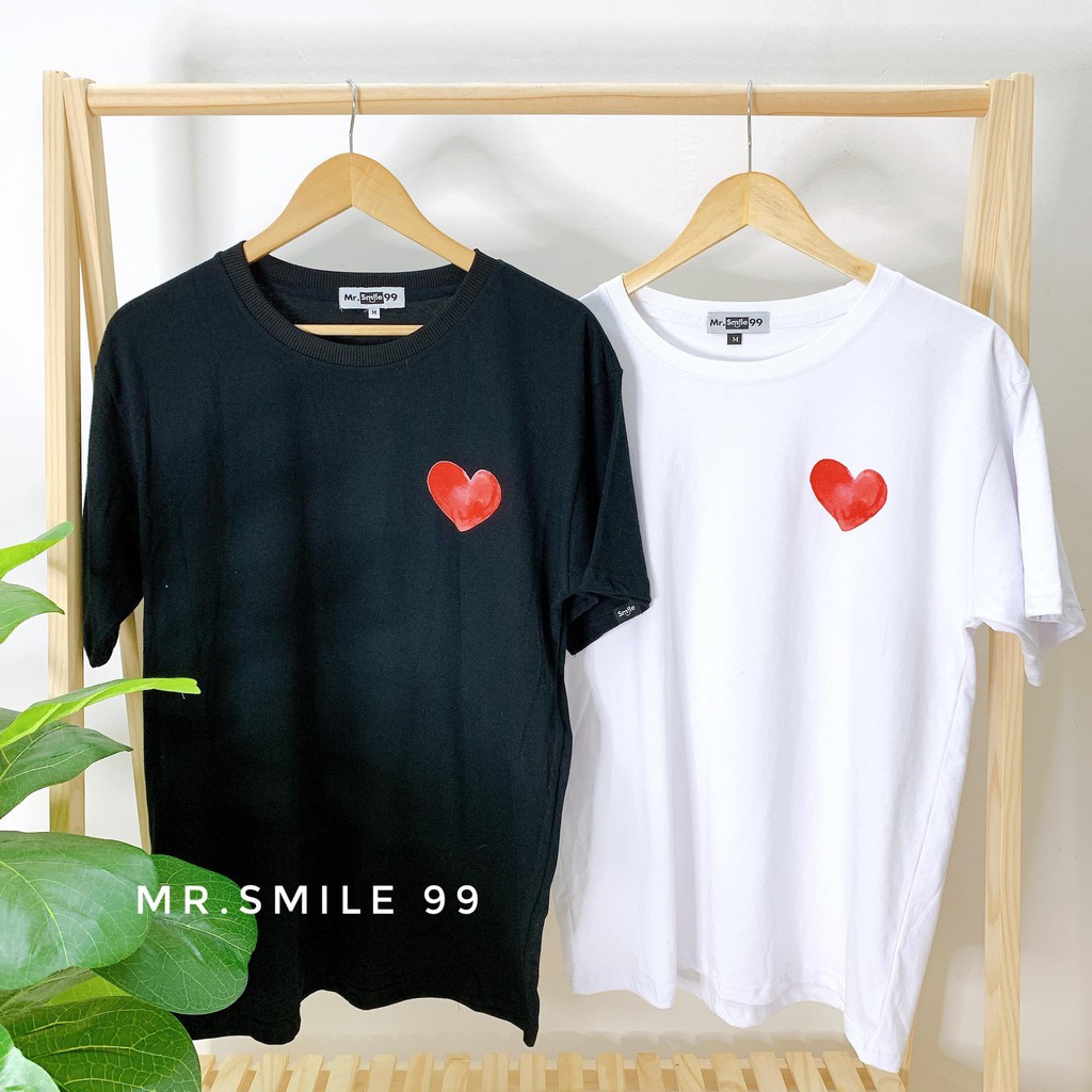 [Hình Thật] Áo Thun Basic Trái Tim Nam Nữ Tay Lỡ Form rộng Unisex Mr.Smile 99 Shop