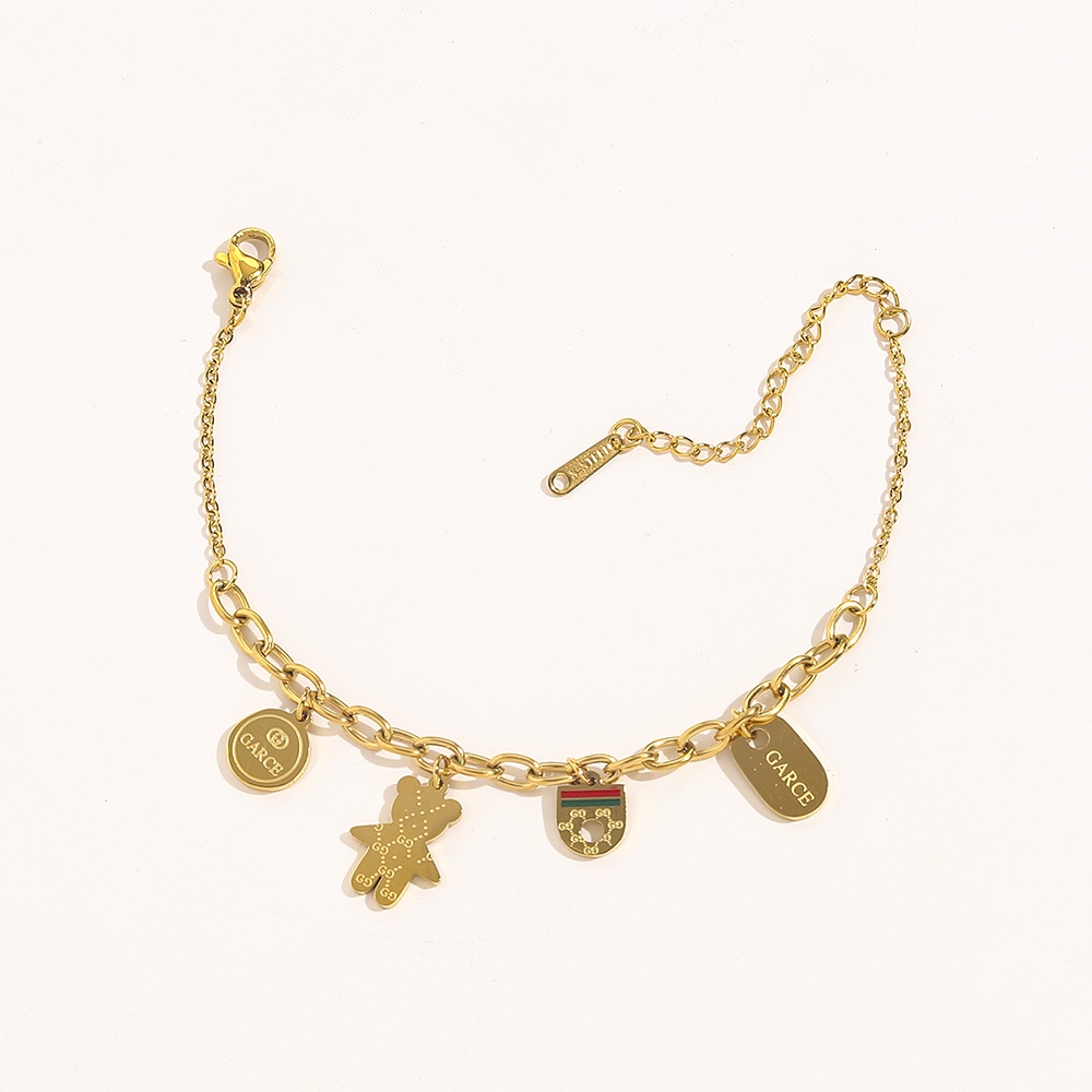 Vòng Đeo Tay Hai Chữ GG Bằng Thép Titan In Logo Gucci Thời Trang