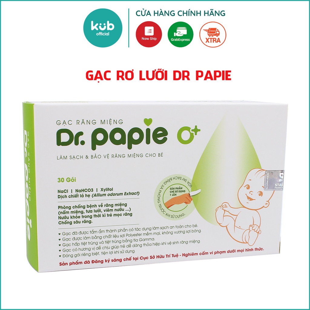 Gạc rơ lưỡi Dr. Papie vệ sinh răng miệng Thảo Mộc an toàn cho bé Dr.Papie