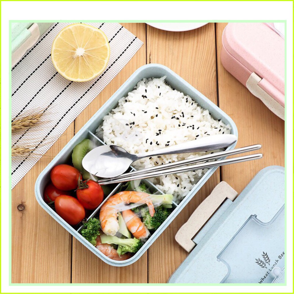 Combo Hộp Cơm Trưa Văn Phòng 3 Ngăn Loại 1 - Túi Giữ Nhiệt  Kèm Đũa Thìa - Sử Dụng Lò Vi Sóng