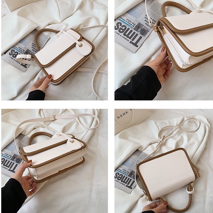 Túi xách nữ cầm tay, da trơn phối viền nổi bật hàng mới 2022 SL37