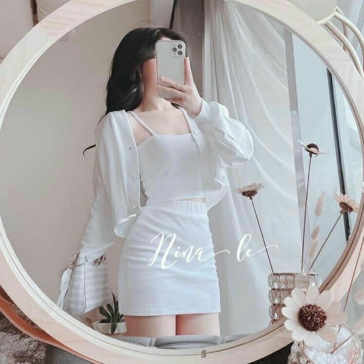 Sét 3 món ,chân váy ngắn  kèm ao 2 món ❤Freeship❤sét áo croptop chân váy kèm áo  khoác (ảnh thật) | BigBuy360 - bigbuy360.vn