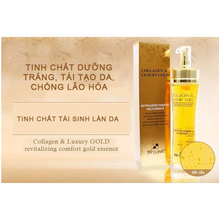 Tinh Chất Dưỡng Trắng, Chống Lão Hóa 3W Clinic Collagen &amp; Luxury Gold Revitalizing Comfort Gold Essence 150m