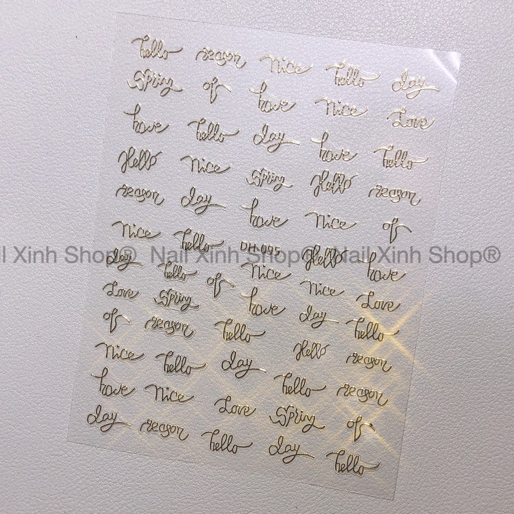 Nail sticker chữ màu gold, phụ kiện nail chuyên dụng, nail art 2020