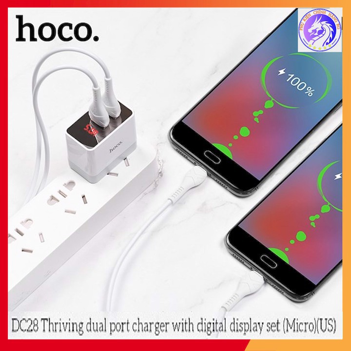 Cóc Sạc Nhanh 2 Cổng 5.0A Hoco DC28 Hàng Chính Hãng, Bảo Hành 12 Tháng