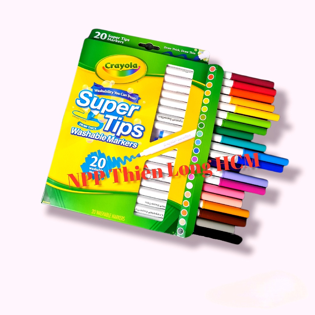 [Mã LIFEBOOK1 giảm 30K đơn 150K] Bộ Bút Lông 20 Màu Crayola - Vẽ nét thanh đậm (tẩy rửa được)- Hàng Nhập Khẩu