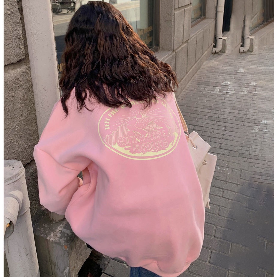 Áo Sweater Cổ Tròn Dáng Rộng In Họa Tiết Kiểu Nhật Hàn Thời Trang Xuân Thu Cho Nữ