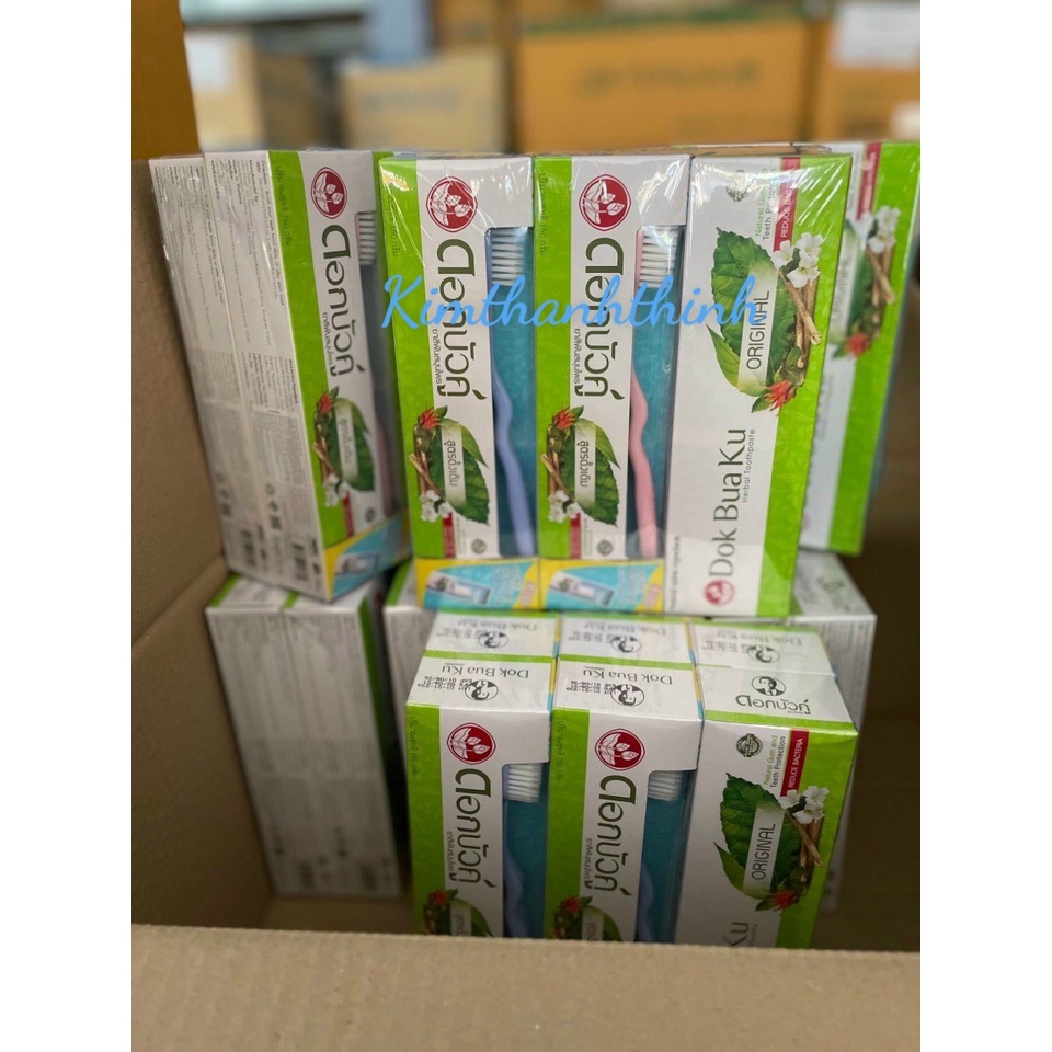 (KTT) Kem Đánh Răng Dok Bua Ku Twin Lotus 150g - Thái Lan- Mẫu mới