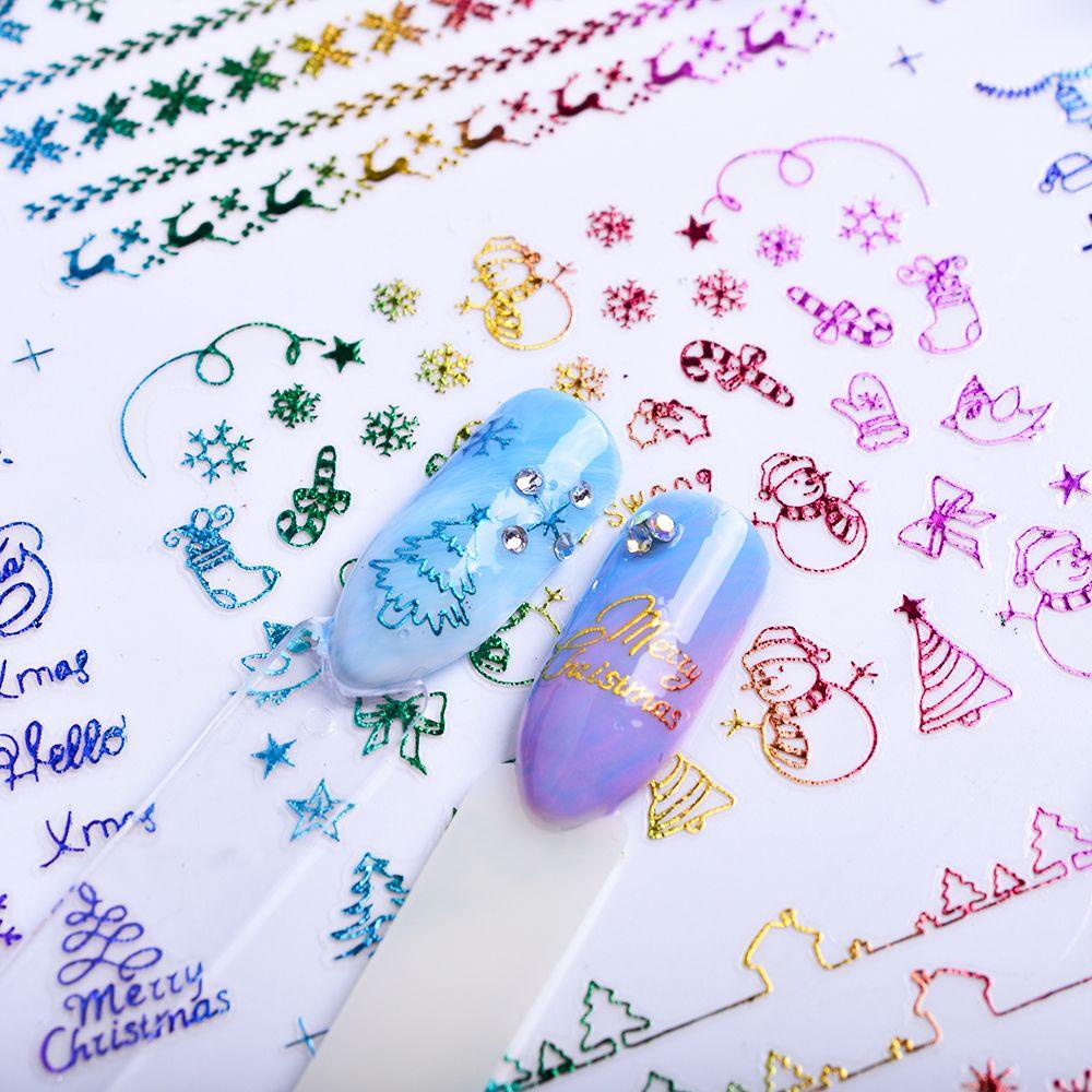 Set 12 Hình Dán 3D Trang Trí Móng Tay Chủ Đề Giáng Sinh Năm Mới