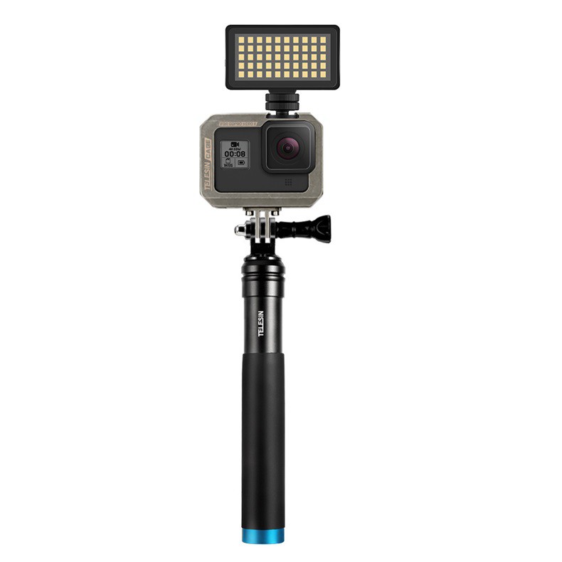 KHUNG KIM LOẠI TELESIN GOPRO HERO 8 CÓ FILTER, GÀI ĐÈN