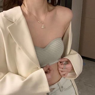 Áo Lót Nâng Ngực Mềm Mại Họa Tiết Kẻ Sọc Không Dây Có Thể Điều Chỉnh Gồm 3 Màu Dành Cho Nữ