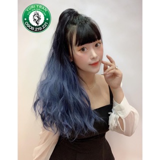 [Ảnh thật 100%] Tóc giả Yuri chính hãng (Tóc ngoặm ombre xanh coban)