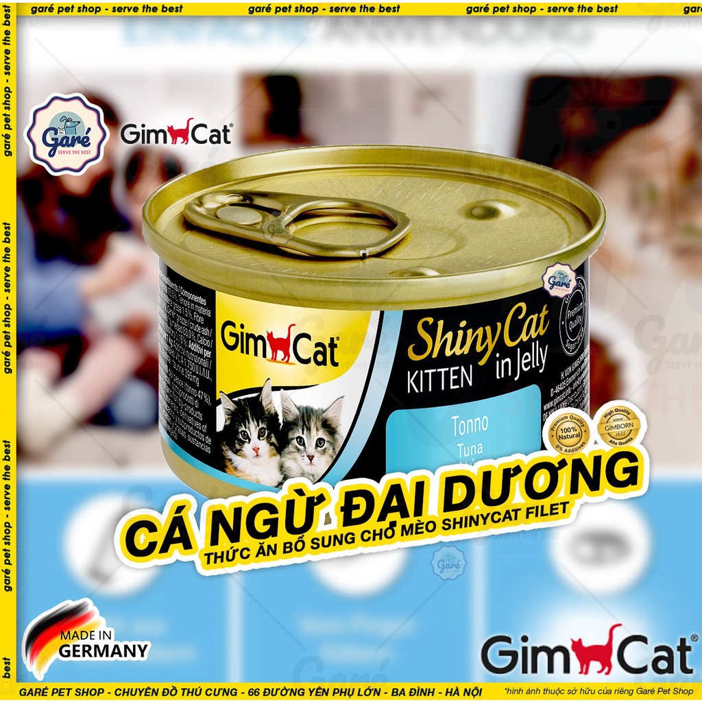 Pate Đức Gimcat cho Mèo Shiny Cat in Jelly &amp; Shiny Filet hương Cá, Gà, Tôm Pate Kitten Adult Cat Gimcat
