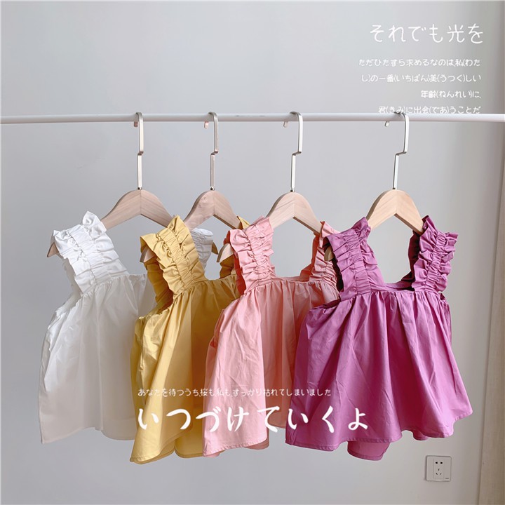 Áo Sát Nách Màu Trơn Dễ Thương Cho Bé Gái