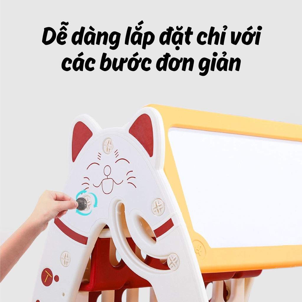 Bảng vẽ mèo đa năng Holla 3in1 HL-16111, tích hợp Bàn học - Kệ sách - Bảng vẽ cho bé