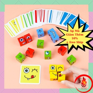 Đồ chơi xếp hình biểu cảm khuôn mặt bằng gỗ giáo dục giải trí tương tác giảm stress cho bé từ 3 tuổi