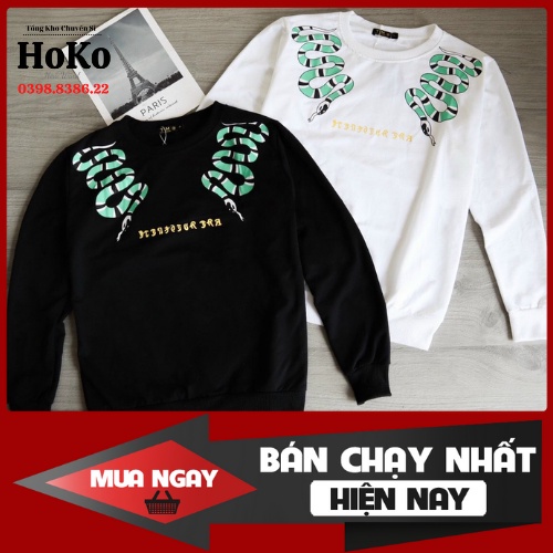 Áo mùa đông nam, áo nỉ dài tay cho nam đẹp hàng trang trí họa tiết rắn trẻ trung năng động, co giãn 4 chiều