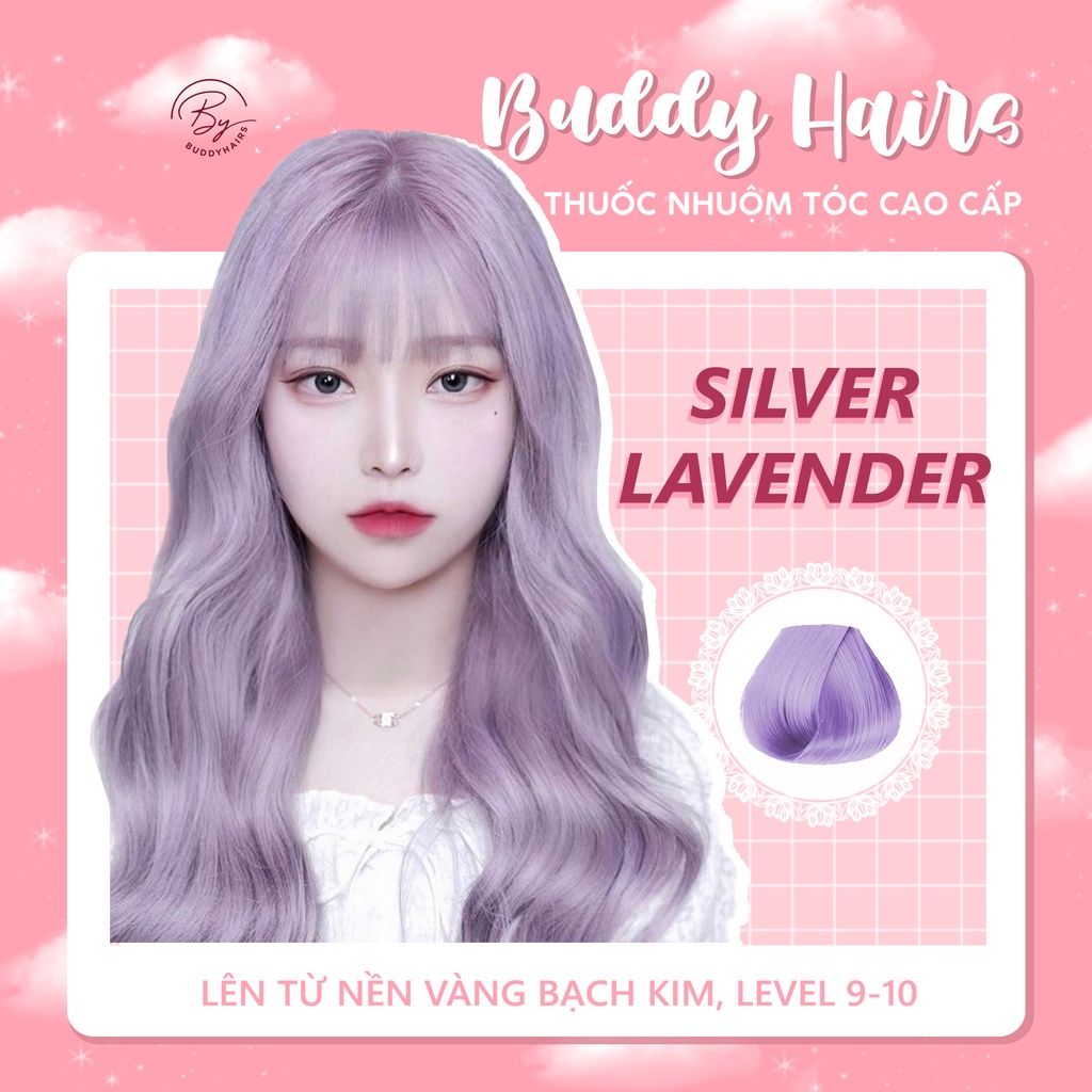 Thuốc nhuộm tóc Silver Lavender / Tím khói của Buddyhairs tặng kèm thuốc tẩy tóc 50K găng tay mũ trùm trợ nhuộm tiện ích